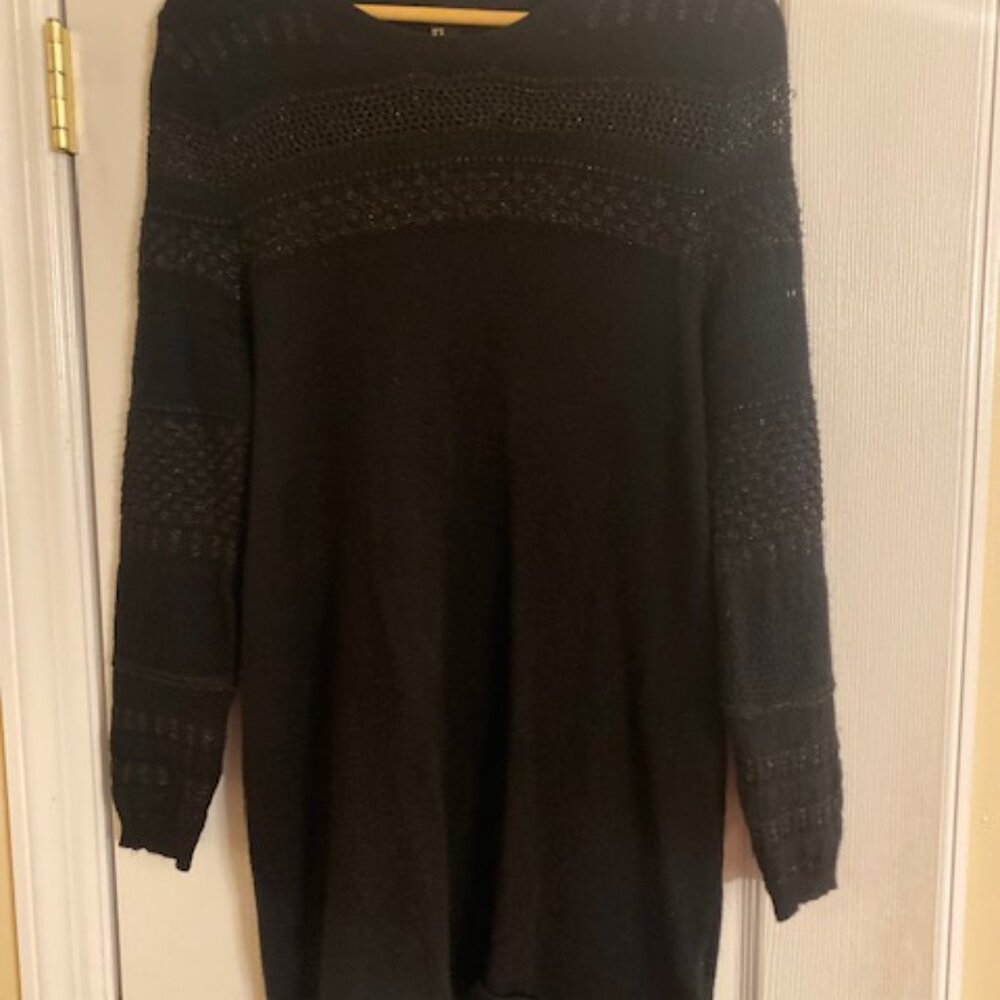 H&M Women's Knit Black Metallic Detail Angora Dress Party Formal Winter Sz M